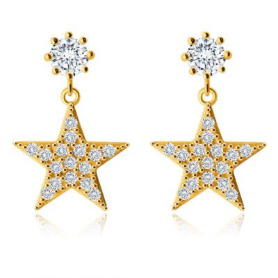 14K arany fülbevaló   - cirkóniával díszített tengeri csillag