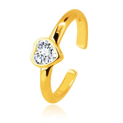 14K arany fülpiercing – gyűrű egy szív alakú foglalatban elhelyezett cirkóniával díszítve ékszer webáruház
