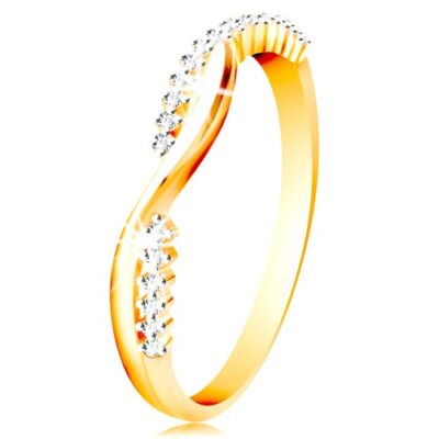 14K arany gyűrű - két keskeny összefont hullám - sima és cirkóniás - Nagyság: 51 ékszer webáruház