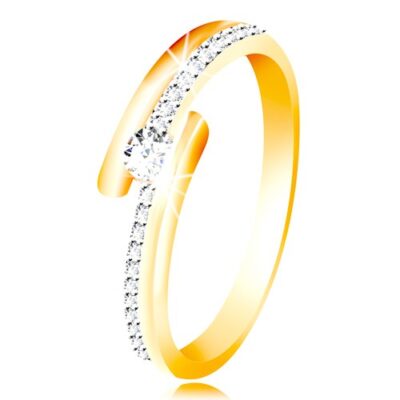 14K arany gyűrű - osztott vállak fehér arany kombinációval
