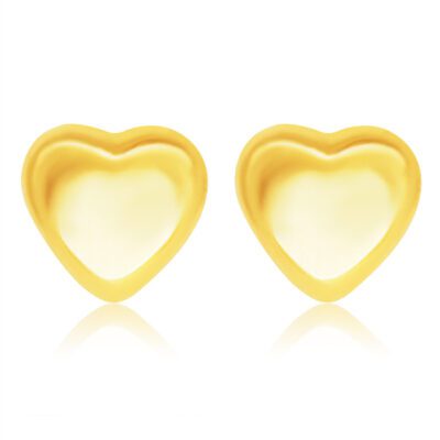 14K sárga arany fülbevaló- fényes szimmetrikus szív