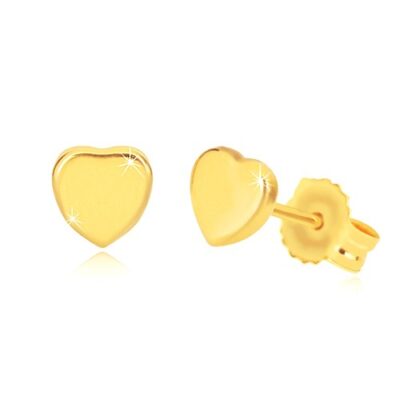 14K sárga arany fülbevaló - fényes szimmetrikus szív