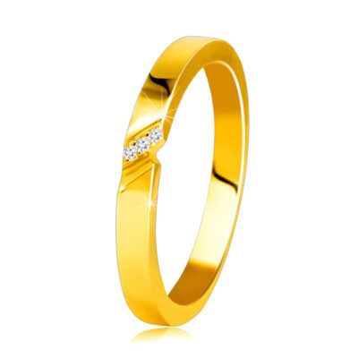 14K sárga arany gyémánt gyűrű -  finom bevágással