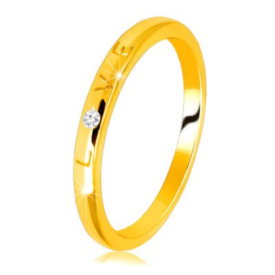 14K sárga arany gyémánt gyűrű - „LOVE” (Szeretet )felirat