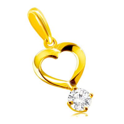 14K sárga arany gyémánt medál - szív motívum csavart vonalakkal