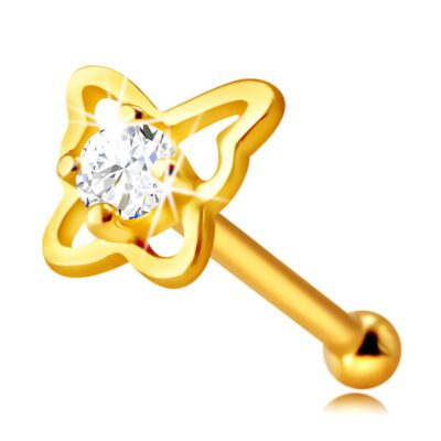 14K sárga arany gyémánt orr piercing - pillangó formával