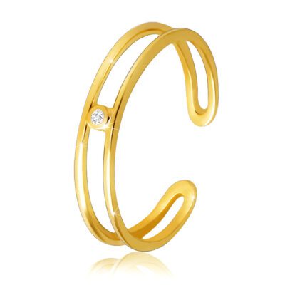 14K sárga arany gyűrű - vékony nyitott vállak