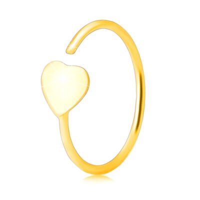 14K sárga arany piercing – egy lapos szívben végződő gyűrű kontúr ékszer webáruház