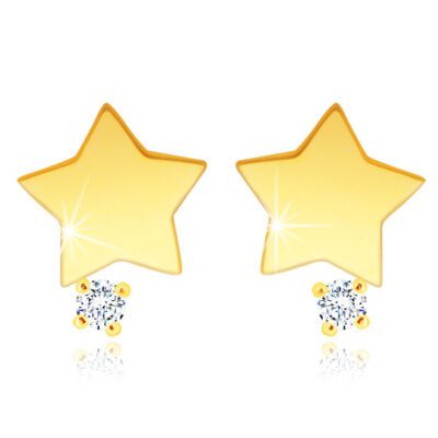 14K sárga arany stekkeres fülbevaló – csillag egy átlátszó cirkóniával ékszer webáruház
