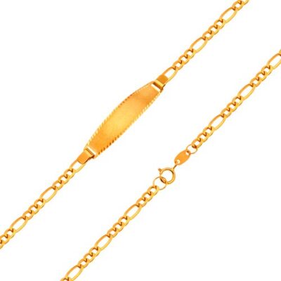 18K arany karkötő matt táblával - lánc Figaro mintával