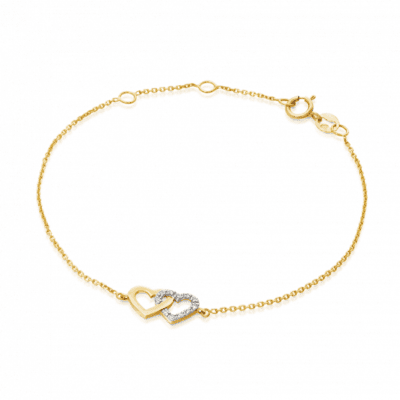SOFIA DIAMONDS arany karkötő összekapcsolt szívek  karkötő GEMBS30039-14