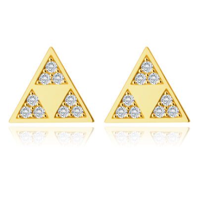 375 arany fülbevaló – fényes háromszög három kisebb háromszöggel kivágásban