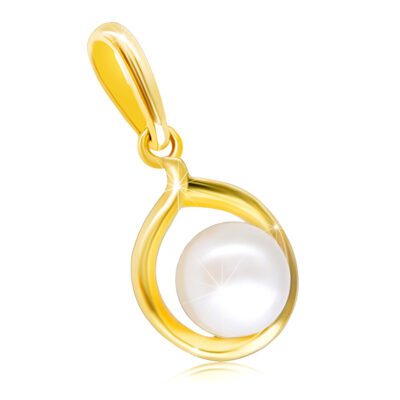 375 arany medál – fehér gyöngy kerek vonallal szegélyezve ékszer webáruház