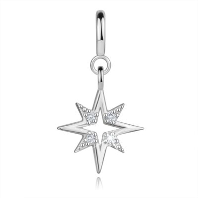 375 Fehérarany medál karkötőhöz - csillag tiszta cirkóniákkal