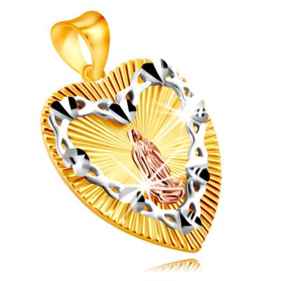 375 kombinált arany medál - szív alakú medál Szűz Máriával ékszer webáruház