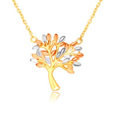 375 kombinált arany nyaklánc – terebélyes életfa levelekkel ékszer webáruház