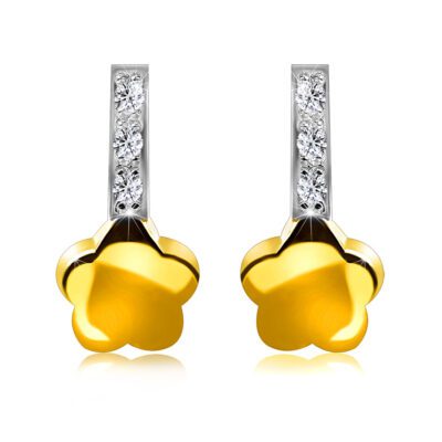 375 sárga arany csillogó fülbevaló sárga - gyémánt csík