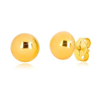 375 sárga arany fülbevaló - egyszerű félgömb fényes felülettel