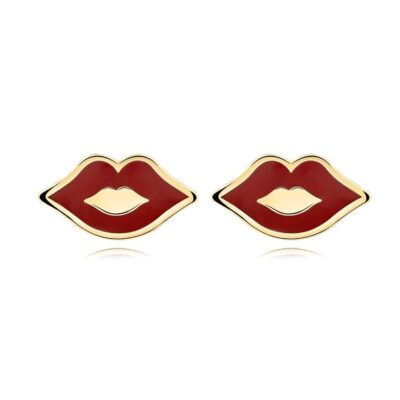 375 sárga arany fülbevaló - női ajkak piros rúzssal ékszer webáruház