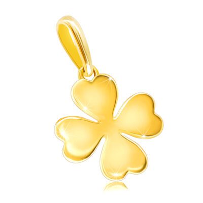 375 sárga arany medál – négylevelű lóhere szív alakú levelekkel ékszer webáruház