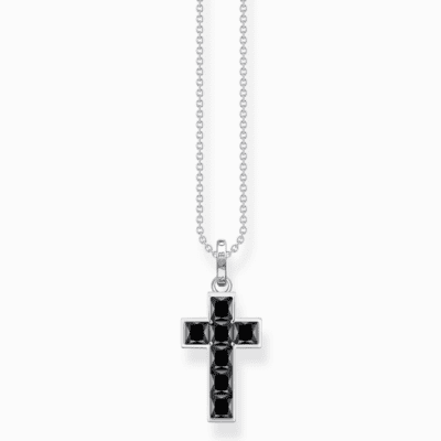 THOMAS SABO nyaklánc Cross with black stones  nyaklánc KE2166-643-11