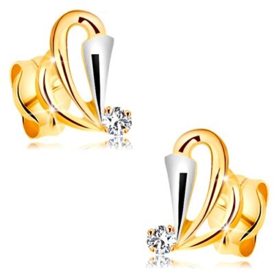 585 arany fülbevaló átlátszó gyémánttal - könnycseppek körvonalai