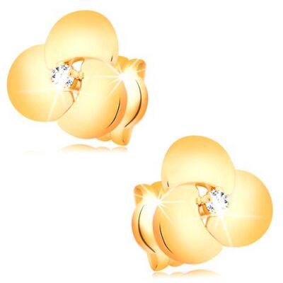 585 arany fülbevaló - csillogó átlátszó briliáns nagy fényes virágban ékszer webáruház