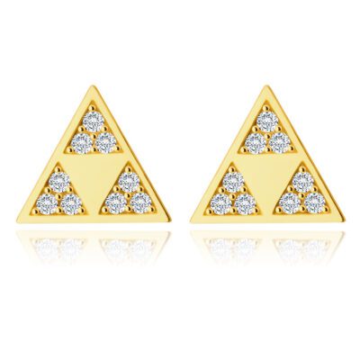 585 arany fülbevaló – fényes háromszög három kisebb háromszöggel kivágásban