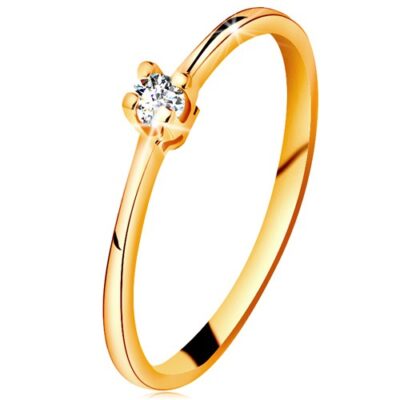 585 arany gyűrű - csillogó átlátszó briliáns négyágú foglalatban