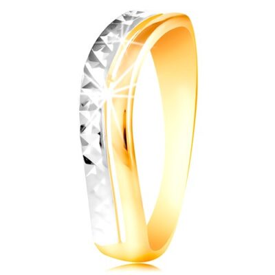 585 arany gyűrű - hullám fehér és sárga aranyból