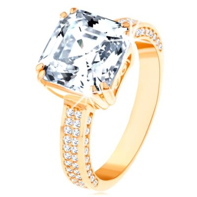 585 arany luxus gyűrű - nagy csiszolt cirkónia díszített foglalatban