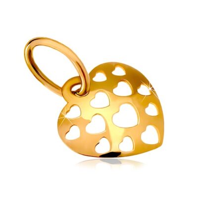 585 arany medál - fényes domború szív apró szív alakú vágatokkal ékszer webáruház