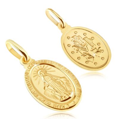 585 arany medál - ovális tábla Szűz Mária szimbólummal ékszer webáruház