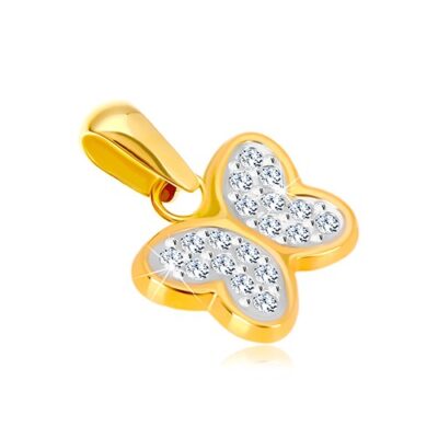 585 kombinált arany medál - fényes pillangó cirkóniával ékszer webáruház