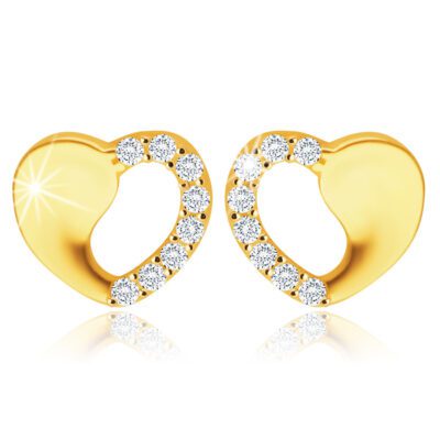 585 sárga arany fülbevaló – szimmetrikus szív egy kivágással