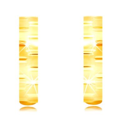 585 sárga arany fülbevaló - vékony matt karikák fényes vésetekkel ékszer webáruház