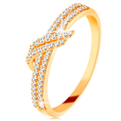 585 sárga arany gyűrű - csillogó cirkóniás sáv