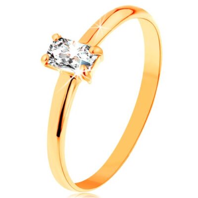 585 sárga arany gyűrű - kiemelkedő szögletes alakú cirkónia