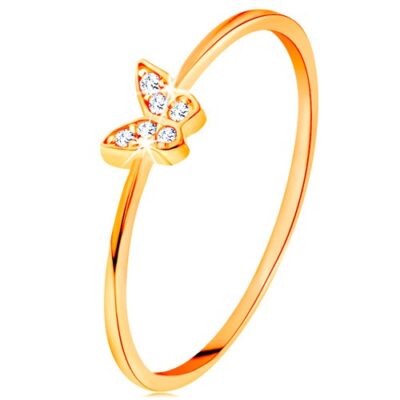 585 sárga arany gyűrű - pillangó cirkóniákkal díszítve - Nagyság: 49 ékszer webáruház