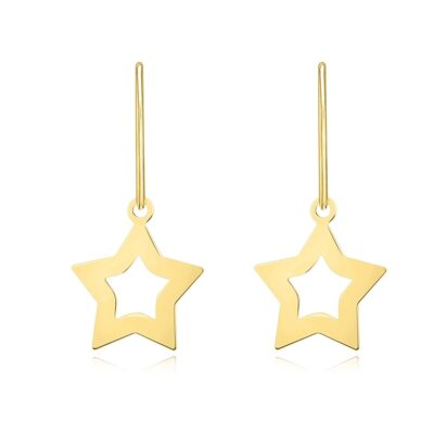 585 sárga arany lógós fülbevaló  - szimmetrikus csillagok