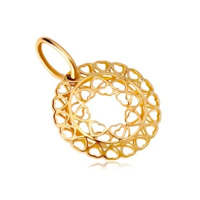 585 sárga arany medál - kör összekötött apró szív formákból ékszer webáruház