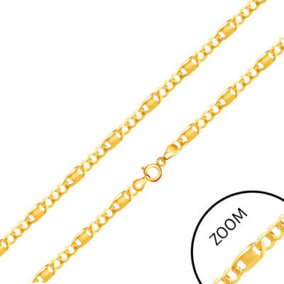 585 sárga arany nyaklánc - egy hosszúkás és három ovális szem