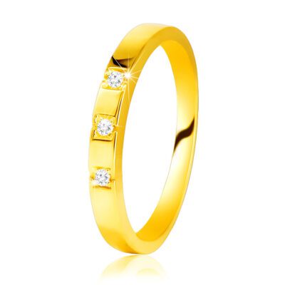 585 Sárgaarany gyémánt gyűrű - fényes váll