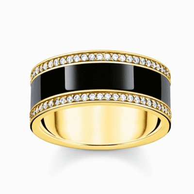 THOMAS SABO gyűrű Band ring with black enamel and zirconia  gyűrű TR2446-565-11