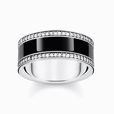THOMAS SABO gyűrű Band ring with black enamel and zirconia  gyűrű TR2446-691-11