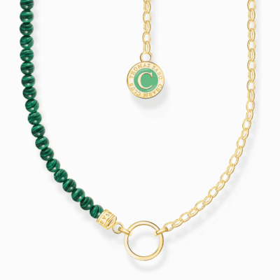 THOMAS SABO charm nyaklánc Green beads gold  nyaklánc KE2190-140-6