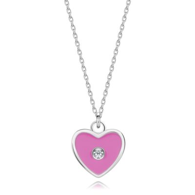 925 ezüst állítható gyerek nyaklánc- rózsaszín szív