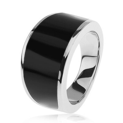 925 ezüst gyűrű - fekete fénymázas sáv