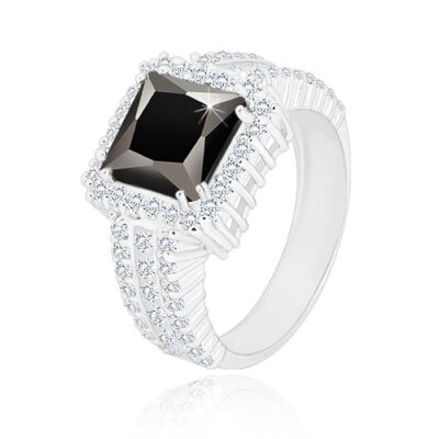 925 ezüst gyűrű - fekete négyzet alakú cirkónia