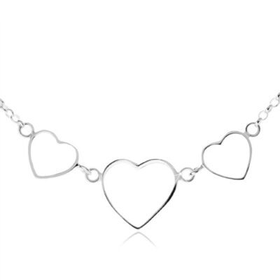 925 ezüst nyakék - három szimmetrikus szív kontúr